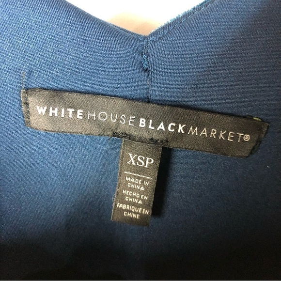 White House Black Market Petite Blue Velvet Flutter Short Sleeve Shift Dress XSP - Picture 7 of 7